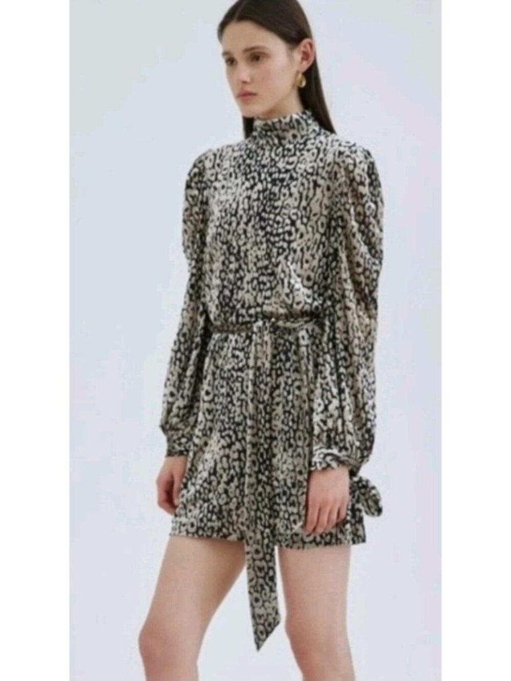 C/MEO Collective Instinctive LS Mini Dress Leopard Women's L US 8 NWT